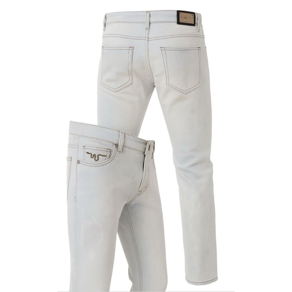 Just Cavalli Light Wash Beaded Snake Slim Fit Jeans 32x34 Italy Designer Denim